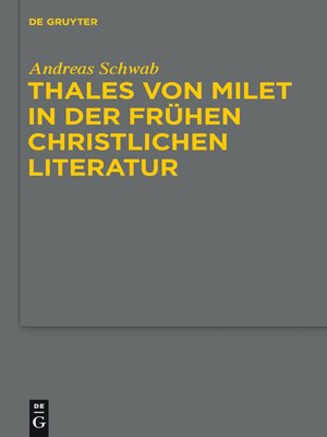 cover image of Thales von Milet in der frühen christlichen Literatur